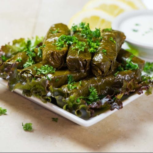 Veggie or Meat Grape Leaves Sandwich.